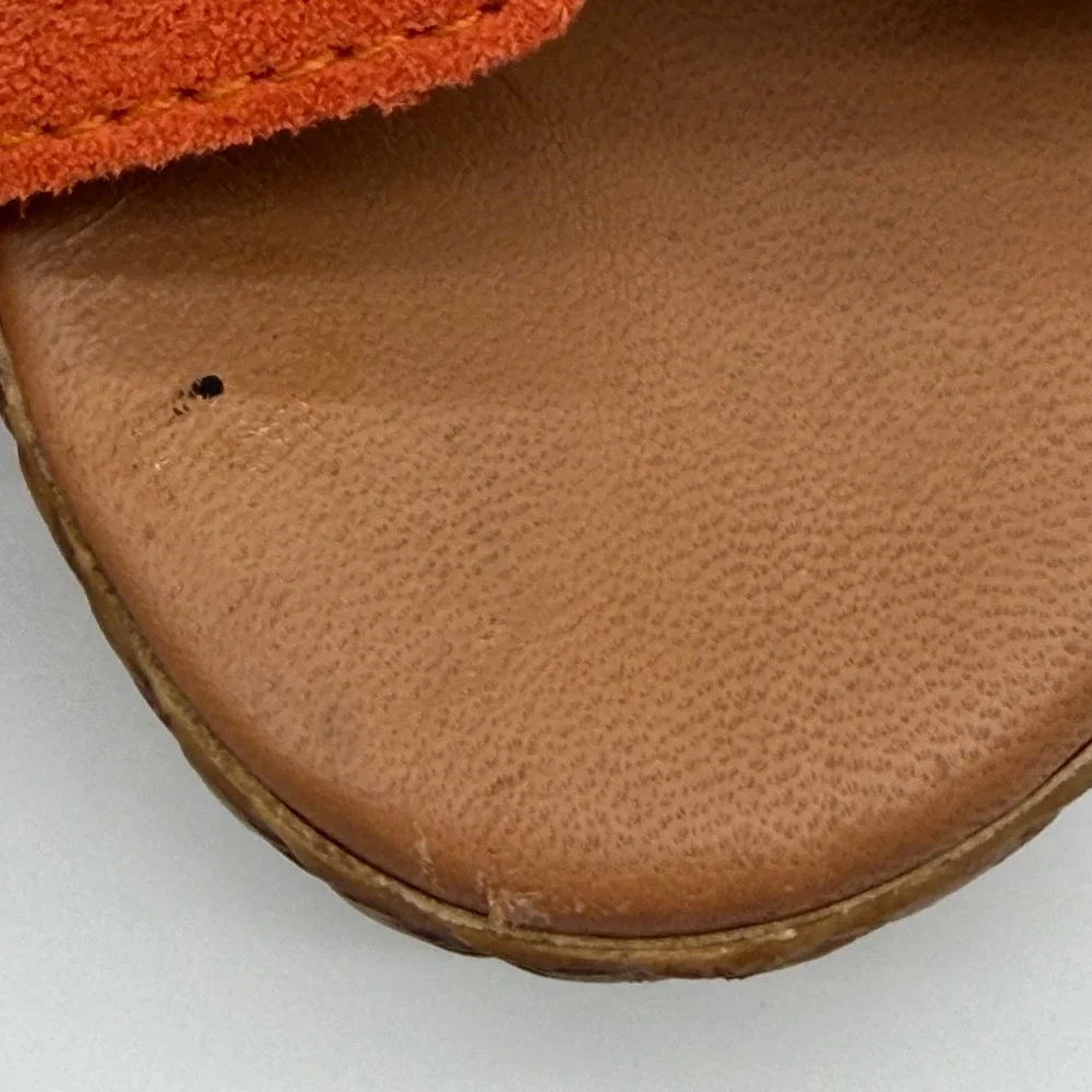 Mariella‎ Italy Orange Suede H-Cutout Rope Platform Wedge Sandals Womens 38